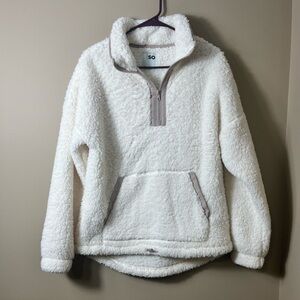 SO Good for Life 1/4 Zip Sherpa Pullover Sweatshirt XS Teddy Bear Cozy Cabincore